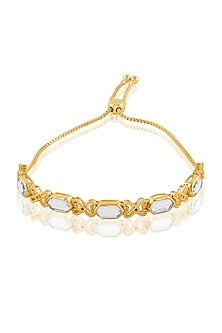 Gold Plated Mirror Work Bolo Bracelet