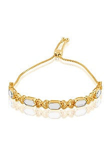 Gold Plated Mirror Work Bolo Bracelet