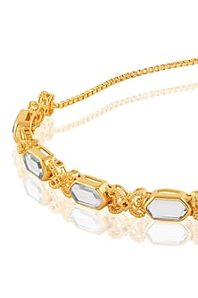 Gold Plated Mirror Work Bolo Bracelet