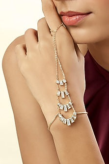 Gold Plated Mirror Work Hand Harness