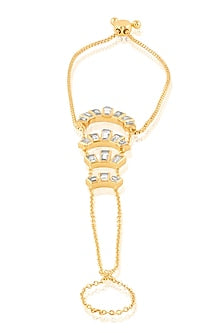 Gold Plated Mirror Work Hand Harness