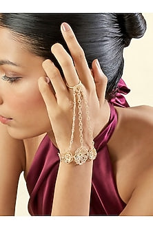 Gold Plated Mirror Work Hand Harness