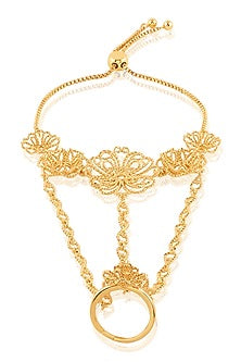 Gold Plated Mirror Work Hand Harness