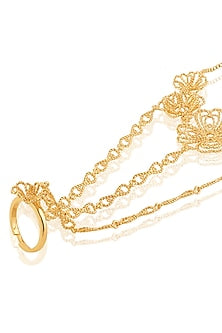 Gold Plated Mirror Work Hand Harness