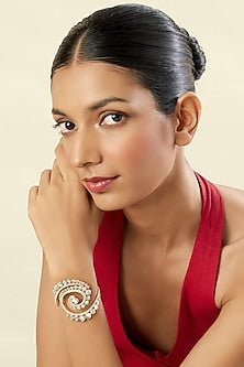 Gold Plated Mirror & Crystal Zirconia Cuff