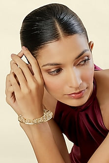 Gold Plated Mirror & Crystal Zirconia Cuff