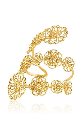 Gold Plated Mirror Work Wrap Bracelet
