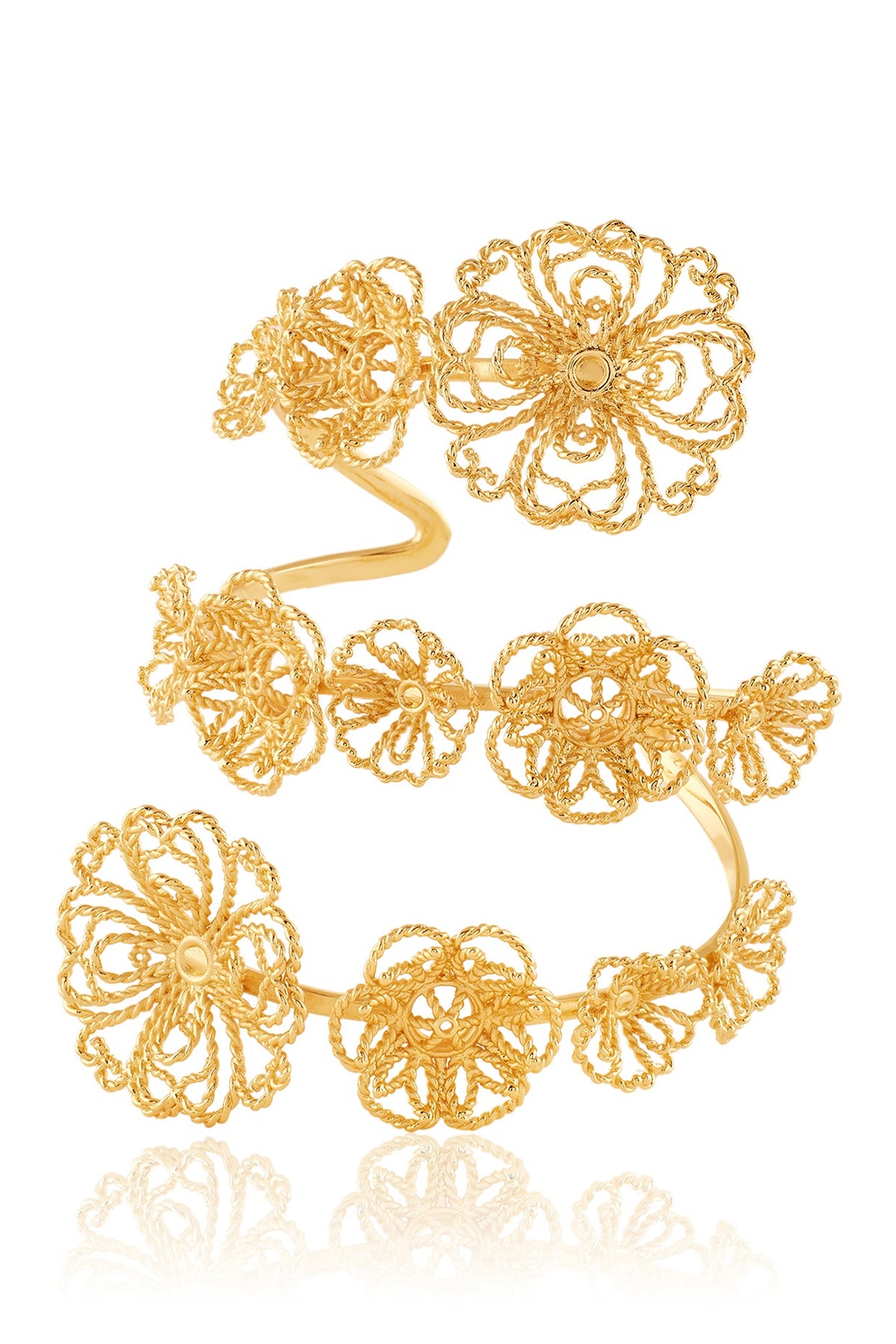 Gold Plated Mirror Work Wrap Bracelet