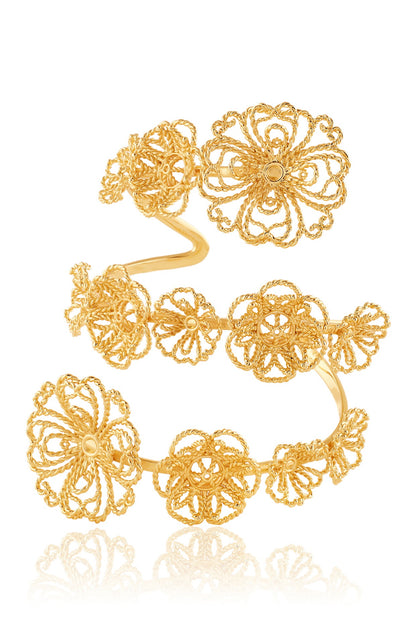 Gold Plated Mirror Work Wrap Bracelet