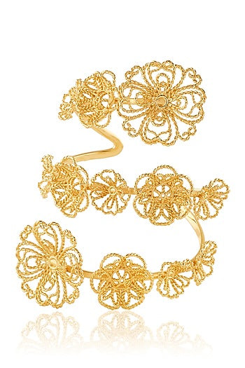 Gold Plated Mirror Work Wrap Bracelet
