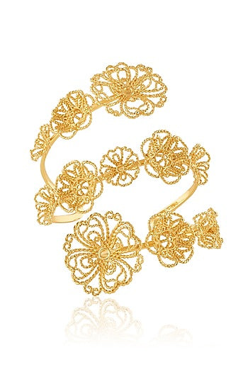 Gold Plated Mirror Work Wrap Bracelet
