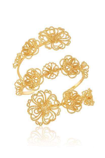 Gold Plated Mirror Work Wrap Bracelet