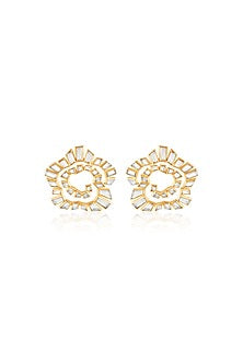 Gold Plated Mirror Work Stud Earrings