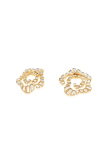 Gold Plated Mirror Work Stud Earrings