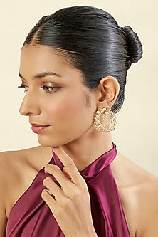 Gold Plated Crystal Zirconia & Mirror Stud Earrings