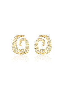 Gold Plated Crystal Zirconia & Mirror Stud Earrings