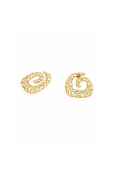 Gold Plated Crystal Zirconia & Mirror Stud Earrings