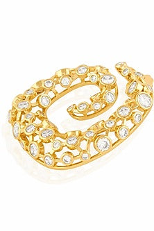 Gold Plated Crystal Zirconia & Mirror Stud Earrings