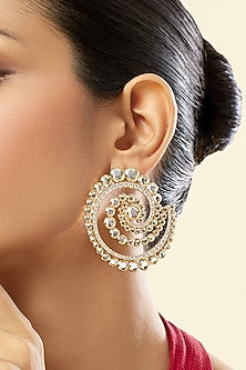 Gold Plated Crystal Zirconia & Mirror Stud Earrings