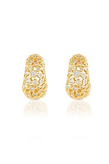 Gold Plated Crystal Zirconia & Mirror Hoop Earrings