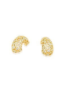 Gold Plated Crystal Zirconia & Mirror Hoop Earrings