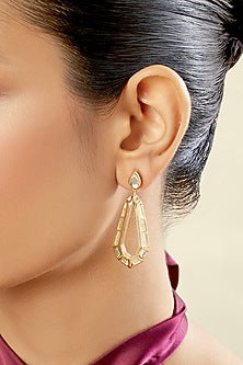 Gold Plated Mirror Chandbali Earrings