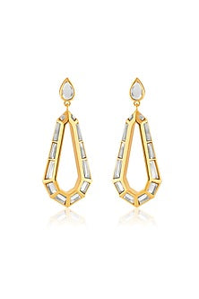 Gold Plated Mirror Chandbali Earrings