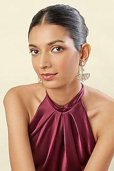 Gold Plated Mirror Chandbali Earrings