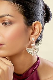Gold Plated Mirror Chandbali Earrings