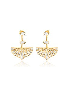 Gold Plated Mirror Chandbali Earrings