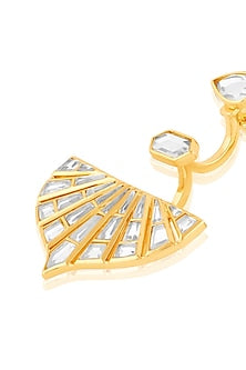 Gold Plated Mirror Chandbali Earrings