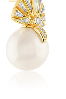 Gold Plated Mirror & Pearl Stud Earrings