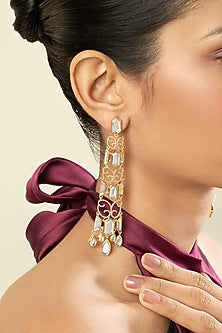 Gold Plated Mirror Chandbali Earrings