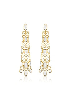 Gold Plated Mirror Chandbali Earrings