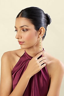 Gold Plated Mirror Dangler Earrings