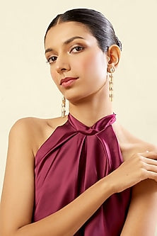 Gold Plated Mirror Dangler Earrings