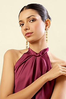 Gold Plated Mirror Dangler Earrings