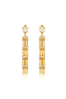 Gold Plated Mirror Dangler Earrings
