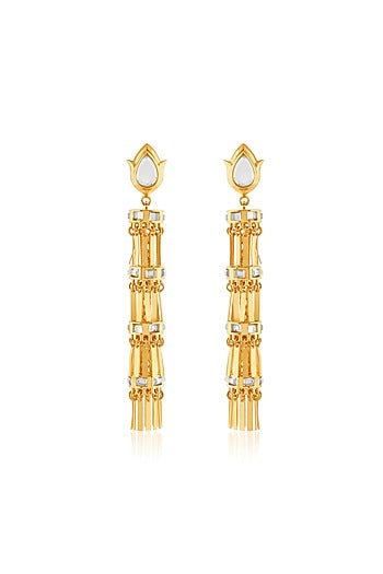 Gold Plated Mirror Dangler Earrings