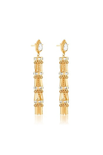 Gold Plated Mirror Dangler Earrings