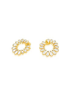 Gold Plated Hand-Cut Mirror Stud Earrings