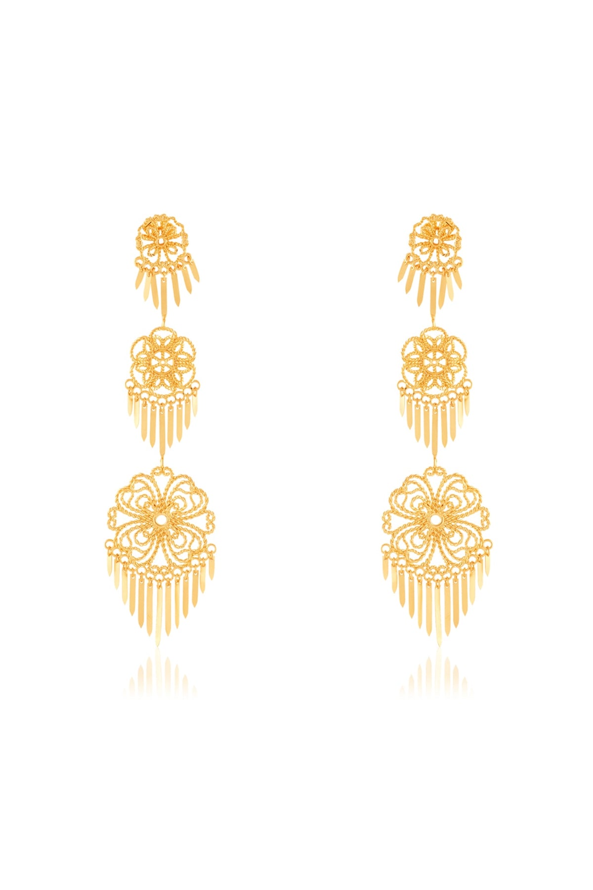 Gold Plated Filigree Dangler Earrings