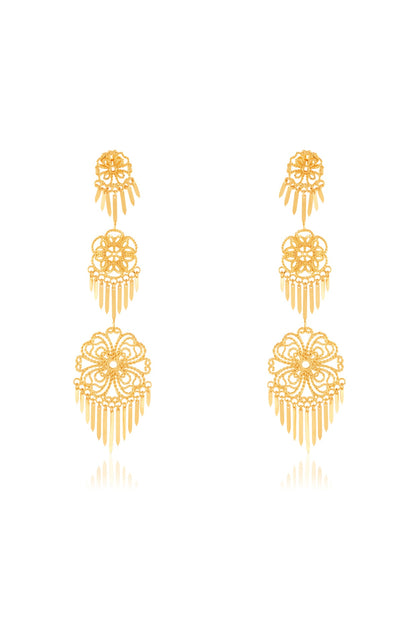 Gold Plated Filigree Dangler Earrings