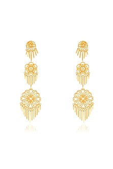 Gold Plated Filigree Dangler Earrings