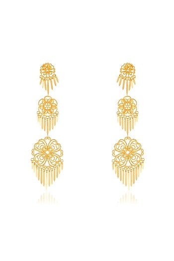 Gold Plated Filigree Dangler Earrings