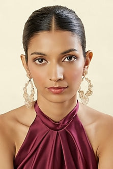 Gold Plated Mirror Filigree Drop Earrings