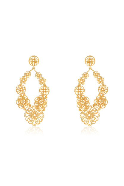 Gold Plated Mirror Filigree Drop Earrings