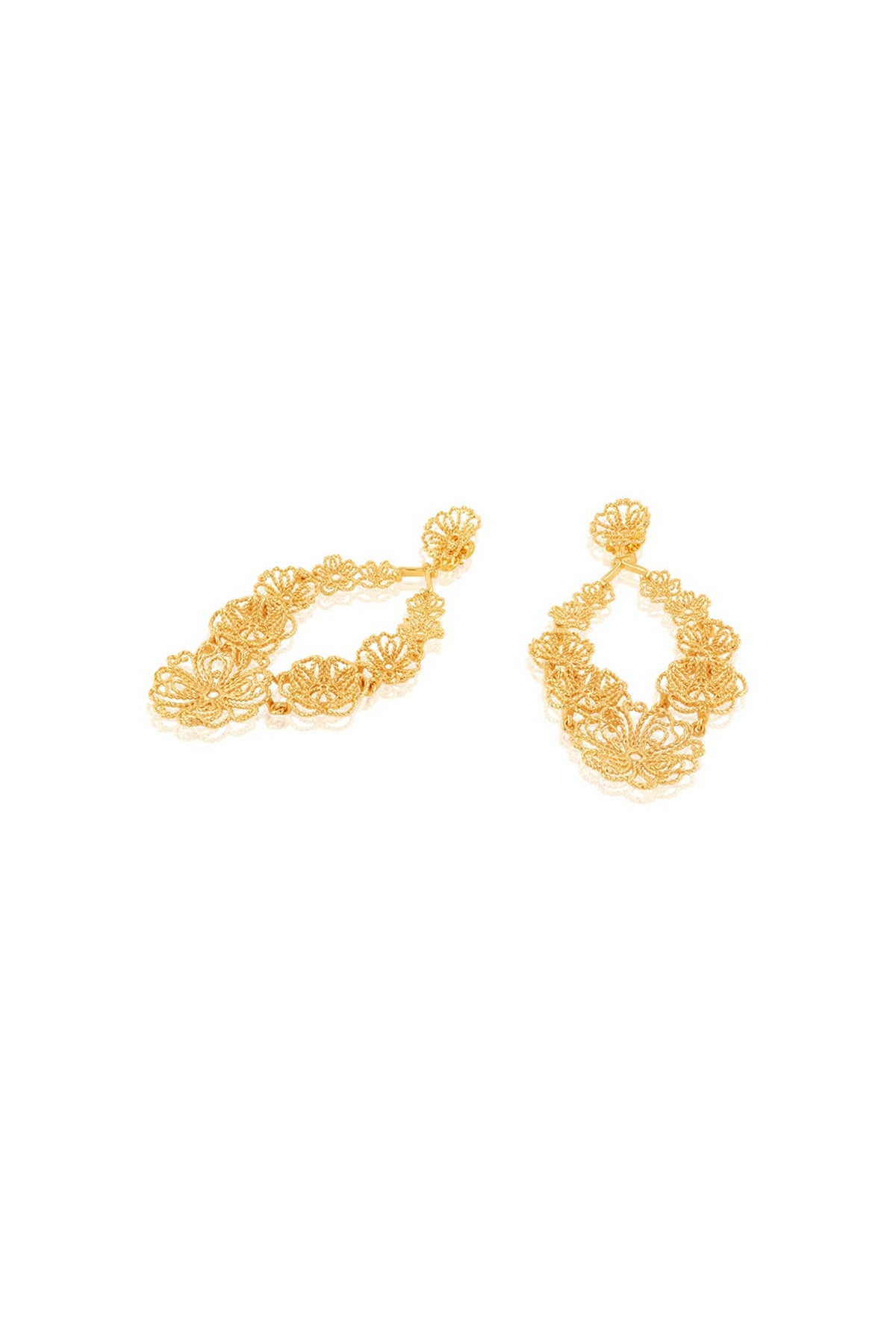 Gold Plated Mirror Filigree Drop Earrings