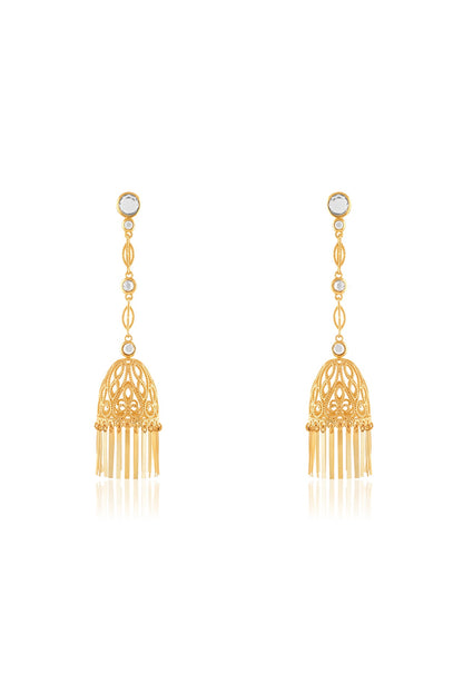 Gold Plated Hand-Cut Mirror Jhumka Earrings
