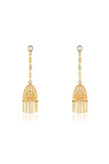 Gold Plated Hand-Cut Mirror Jhumka Earrings